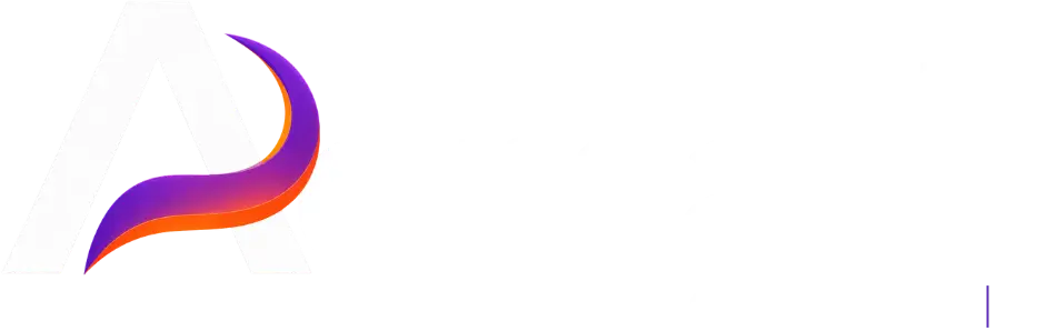 Aomark Digital logo with purple and orange swoosh