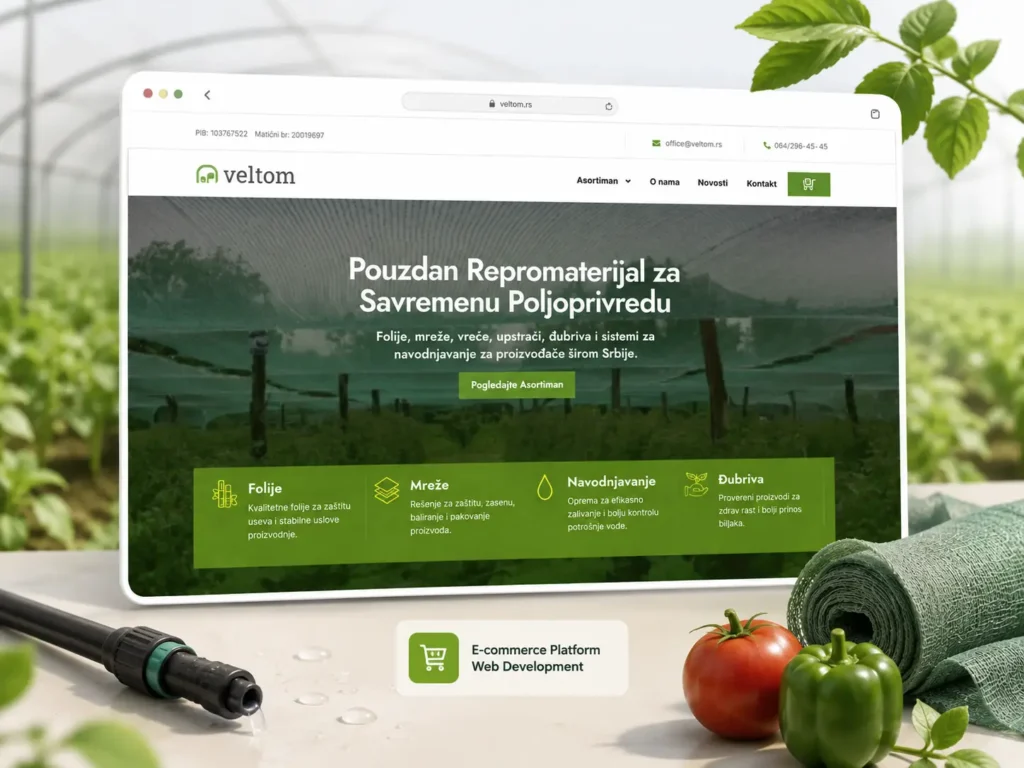 Veltom agricultural eCommerce website development project