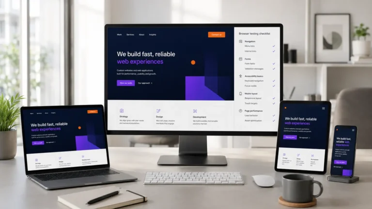 Responsive web design on desktop, laptop, tablet, and phone