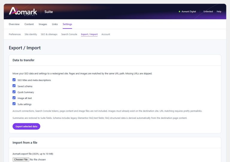 Move Suite SEO data during a site redesign