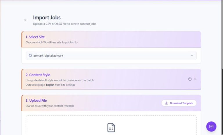 Import article jobs from a spreadsheet