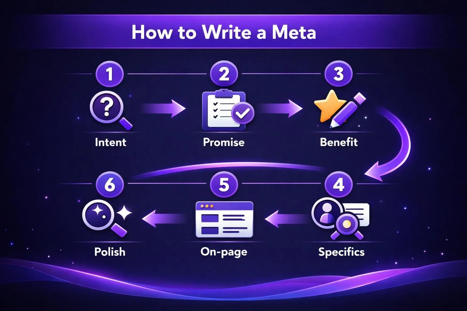 How to write a meta six step infographic diagram